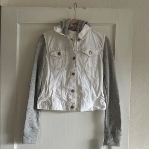Mudd Two-Tone White and Gray Jean Jacket /Junior with Hoodie